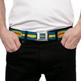 MOPAR 1937-1947 Logo Full Color Blue Yellow Red Seatbelt Belt - MOPAR 1937-1947 Logo-USE CHRYSLER ENGINEERED MOPAR PARTS AND ACCESSORIES/Paint Stripe Blue/Yellow/Red Webbing