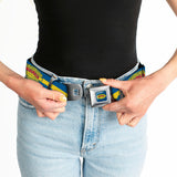 MOPAR 1937-1947 Logo Full Color Blue Yellow Red Seatbelt Belt - MOPAR 1937-1947 Logo-USE CHRYSLER ENGINEERED MOPAR PARTS AND ACCESSORIES/Paint Stripe Blue/Yellow/Red Webbing