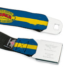MOPAR 1937-1947 Logo Full Color Blue Yellow Red Seatbelt Belt - MOPAR 1937-1947 Logo-USE CHRYSLER ENGINEERED MOPAR PARTS AND ACCESSORIES/Paint Stripe Blue/Yellow/Red Webbing