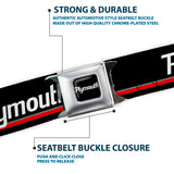 PLYMOUTH Text Logo Full Color Black White Seatbelt Belt - PLYMOUTH Text/Stripe Black/White/Gray/Red Webbing