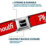PLYMOUTH Text Logo Full Color Black White Seatbelt Belt - PLYMOUTH Text Logo Red/White Webbing