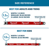 PLYMOUTH Text Logo Full Color Black White Seatbelt Belt - PLYMOUTH Text Logo Red/White Webbing