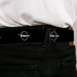 Barracuda Emblem Full Color Black Silver Seatbelt Belt - Barracuda Emblem Repeat Black/Silver Webbing