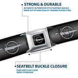 Barracuda Emblem Full Color Black Silver Seatbelt Belt - Barracuda Emblem Repeat Gray Fade/Silver Webbing