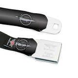 Barracuda Emblem Full Color Black Silver Seatbelt Belt - Barracuda Emblem Repeat Gray Fade/Silver Webbing