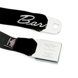 BARRACUDA Script Logo Full Color Black White Seatbelt Belt - BARRACUDA Script Logo Black/Silver Webbing