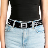 Plymouth GTX Emblem Full Color Black Silver Fade White Seatbelt Belt - Plymouth GTX Emblem Black/Silver Fade/White Webbing