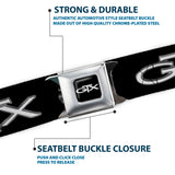 Plymouth GTX Emblem Full Color Black Silver Fade White Seatbelt Belt - Plymouth GTX Emblem Black/Silver Fade/White Webbing