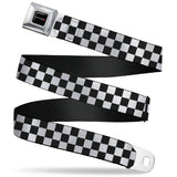 Dodge Red Rhombus Seatbelt Belt - Checker Black/White Webbing