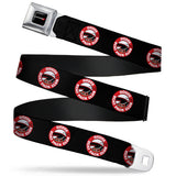 Dodge Red Rhombus Full Color Seatbelt Belt - DODGE SCAT PACK CLUB Bumblebee Logo Black/Red/White Webbing