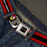 Dodge Red Rhombus Full Color Seatbelt Belt - Dodge SCAT PACK Badge Logo Stripe Red/Black/White Webbing