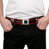 Dodge Red Rhombus Full Color Seatbelt Belt - Dodge SCAT PACK Badge Logo Stripe Red/Black/White Webbing
