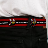 Dodge Red Rhombus Full Color Seatbelt Belt - Dodge SCAT PACK Badge Logo Stripe Red/Black/White Webbing
