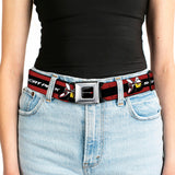 Dodge Red Rhombus Full Color Seatbelt Belt - Dodge SCAT PACK Badge Logo Stripe Red/Black/White Webbing