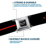 Dodge 100th Anniversary Logo Brushed Silver Black Seatbelt Belt - Dodge 100th Anniversary Logo/Stripe Black/Red Webbing
