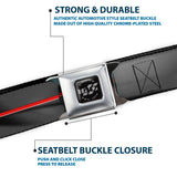 Dodge 100th Anniversary Logo Brushed Silver Black Seatbelt Belt - Dodge 100th Anniversary Rhombus/Stripe Black-Gray Swirl/Red Webbing
