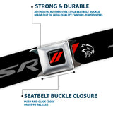 Dodge Rhombus Icon Full Color Black Red Seatbelt Belt - Dodge SRT Demon/Rhombus/Hellcat Logo Black/Silver/Red/White Webbing