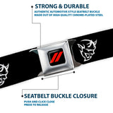 Dodge Rhombus Icon Full Color Black Red Seatbelt Belt - Dodge Demon Icon Black/White Webbing
