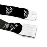 Dodge Rhombus Icon Full Color Black Red Seatbelt Belt - Dodge Demon Icon Black/White Webbing