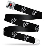 Dodge Rhombus Icon Full Color Black Red Seatbelt Belt - Dodge Demon Icon Black/White Webbing