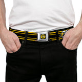 SUPER BEE Logo Full Color Black Yellow White Seatbelt Belt - SUPER BEE Logo/Stripes Black/Yellow/White Webbing