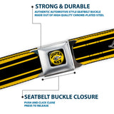 SUPER BEE Logo Full Color Black Yellow White Seatbelt Belt - SUPER BEE Logo/Stripes Black/Yellow/White Webbing