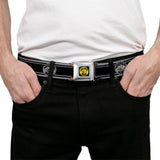 SUPER BEE Logo Full Color Black Yellow White Seatbelt Belt - SUPER BEE Logo/Stripes Black/Gray/Yellow/White Webbing