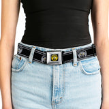 SUPER BEE Logo Full Color Black Yellow White Seatbelt Belt - SUPER BEE Logo/Stripes Black/Gray/Yellow/White Webbing