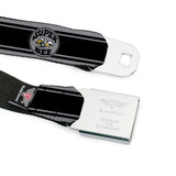SUPER BEE Logo Full Color Black Yellow White Seatbelt Belt - SUPER BEE Logo/Stripes Black/Gray/Yellow/White Webbing