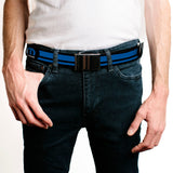 Black Buckle Web Belt - MOPAR Logo/Stripe Black/Blue Webbing