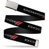 Web Belt Blank Chrome Buckle - Dodge Red Rhombus REPEAT Webbing