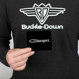 Bi-Fold Wallet - CHARGER Script Emblem Corner Black Silver Fade White