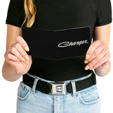 Bi-Fold Wallet - CHARGER Script Emblem Corner Black Silver Fade White