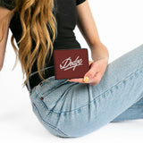 Bi-Fold Wallet - DODGE Emblem Script Burgundy White