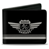 Bi-Fold Wallet - DODGE GARAGE Emblem Stripe Black Light Gray