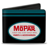 Bi-Fold Wallet - MOPAR 1954-1958 Logo + Chrysler Logo Top Stripe Black Blue Red White