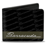 Bi-Fold Wallet - BARRACUDA Script Stripe Monogram Black Gray Olive Silver