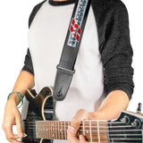 Guitar Strap - Dodge 100th Anniversary Rhombus Stripe Black-Gray Swirl Red