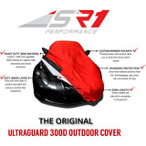 2008-2023 Dodge Challenger Ultraguard Plus Car Cover - 300D Indoor/Outdoor Protection - Black with Gray Stripes