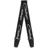 Guitar Strap - CHALLENGER Repeat w Text Black White