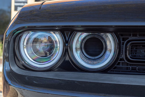 thumbnail image 2 of Red Intake Ring Headlight Insert Grille Close Out Cover Kit For Dodge Challenger 2 of 4